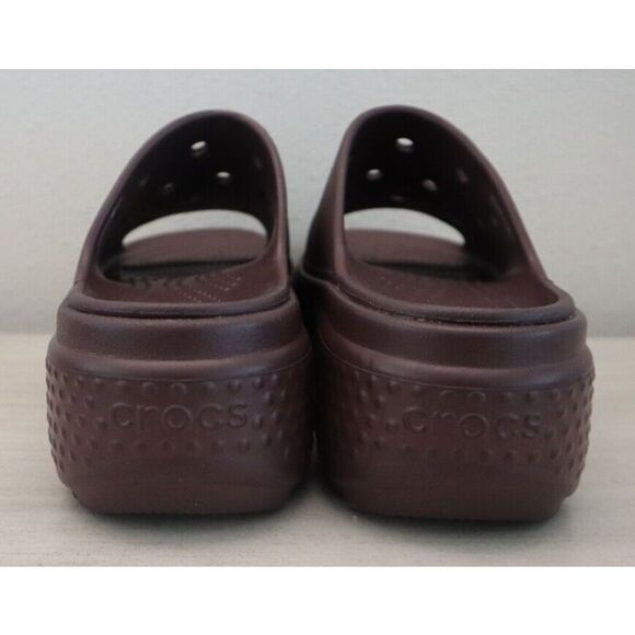 CROCS  Unisex Men's Sz 5 Women's Sz 7 Mocha Brown Stomp Slide Sandals Clogs - Picture 3 of 8